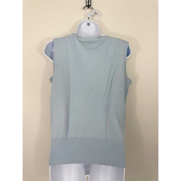 Nue Options Essentials Light Blue Sleeveless Knit Sweater Tank Top Large - Picture 2 of 3